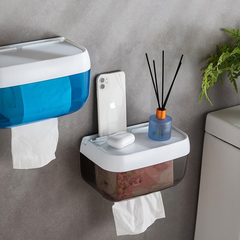 Wholesale Toilet Waterproof Wall-mounted Pumping Box Plastic Toilet Tissue Box Punch-free Toilet Roll Paper Storage Box