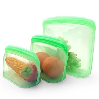 3 Pack Eco-friendly Reusable Extra Thick 100% Pure Platinum Silicone Food Storage Bags Large Capacity Milk Fresh Keeper