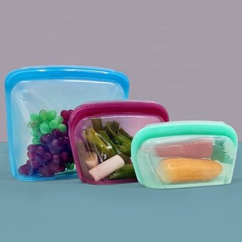 3 Pack Eco-friendly Reusable Extra Thick 100% Pure Platinum Silicone Food Storage Bags Large Capacity Milk Fresh Keeper