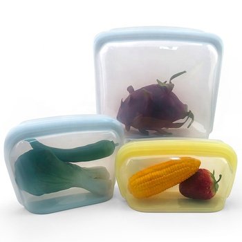 3 Pack Eco-friendly Reusable Extra Thick 100% Pure Platinum Silicone Food Storage Bags Large Capacity Milk Fresh Keeper