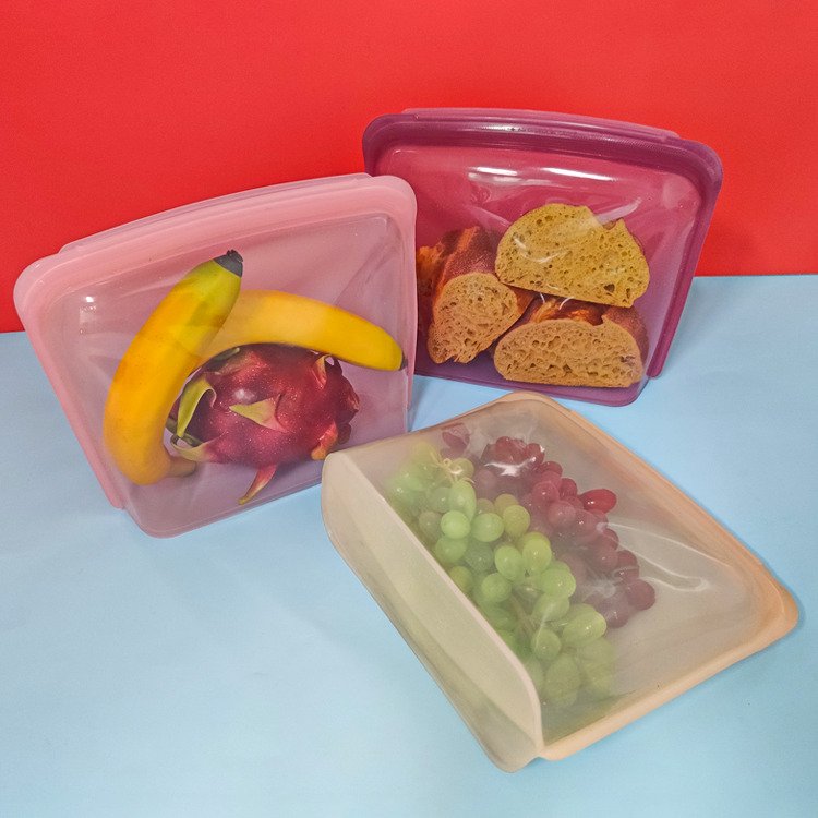 3 Pack Eco-friendly Reusable Extra Thick 100% Pure Platinum Silicone Food Storage Bags Large Capacity Milk Fresh Keeper