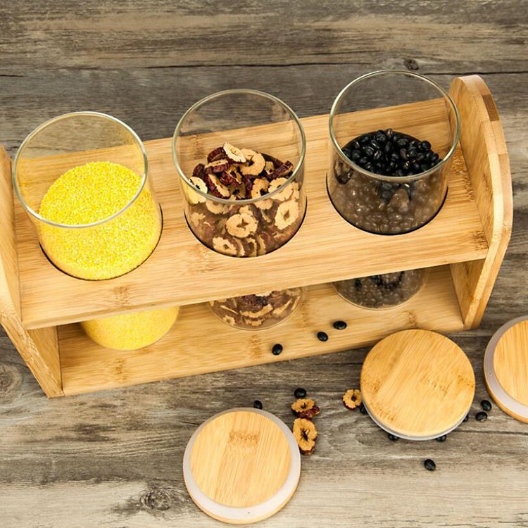 Wholesale Price Straight Round Kitchen Food Storage Glass Jar Salt Container with Cork Lid