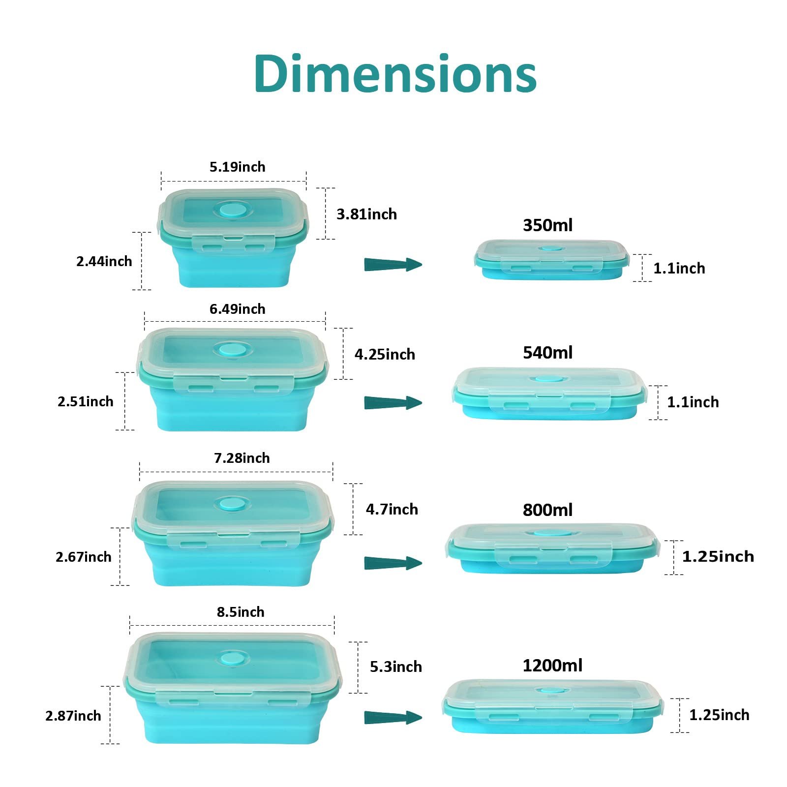 4 Pieces Per Set Lunch Box Silicone The Bins Collapsible Container Storage Boxes & Bins Foldable Food loncheras escolares kids