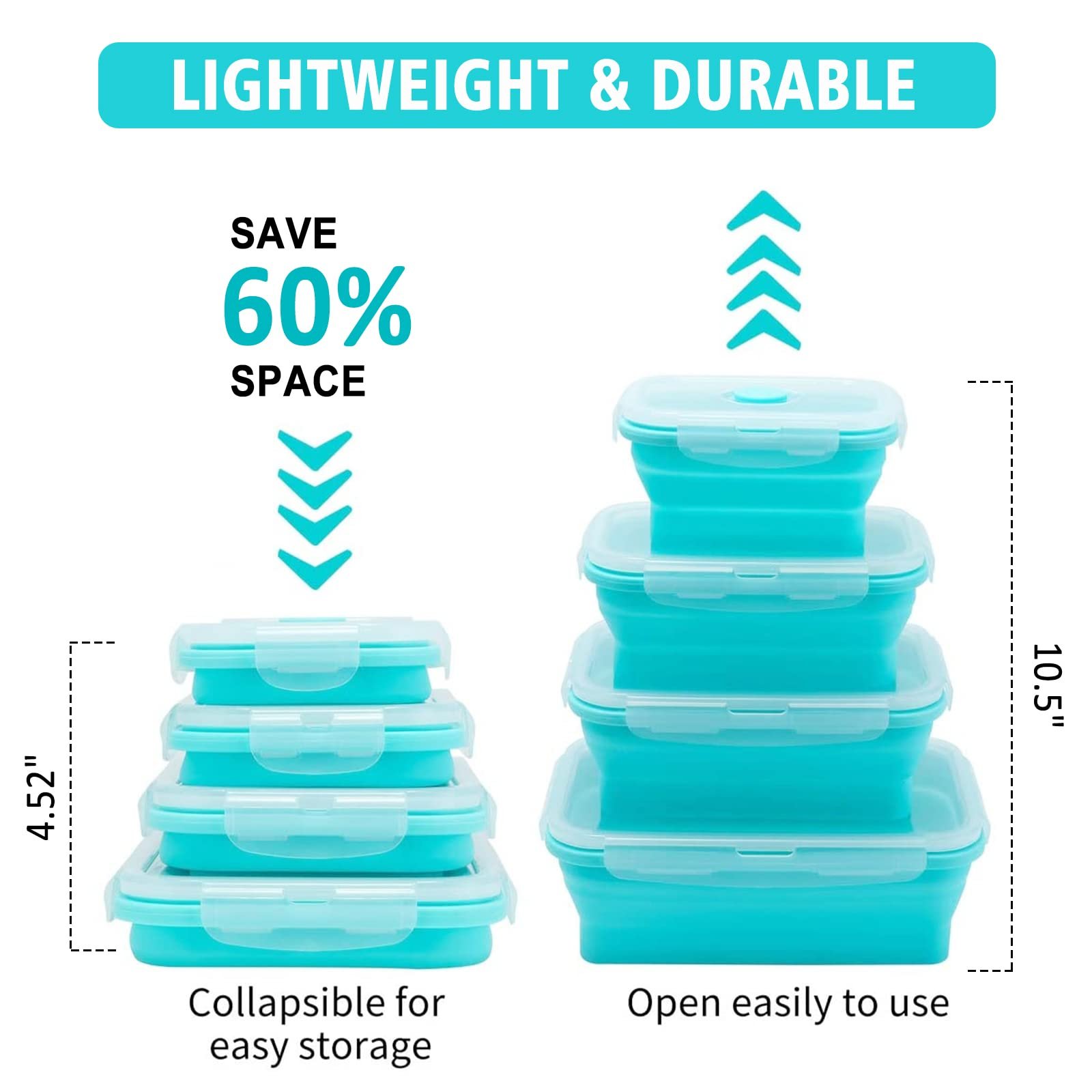 4 Pieces Per Set Lunch Box Silicone The Bins Collapsible Container Storage Boxes & Bins Foldable Food loncheras escolares kids