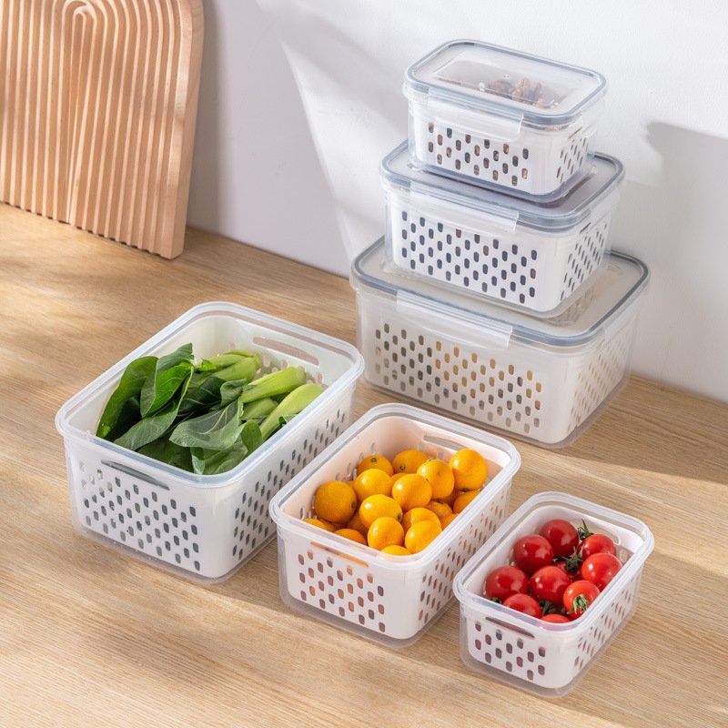 Crisper Transparent plastic box Rectangular refrigerator freezer sealed food grade storage box with lid