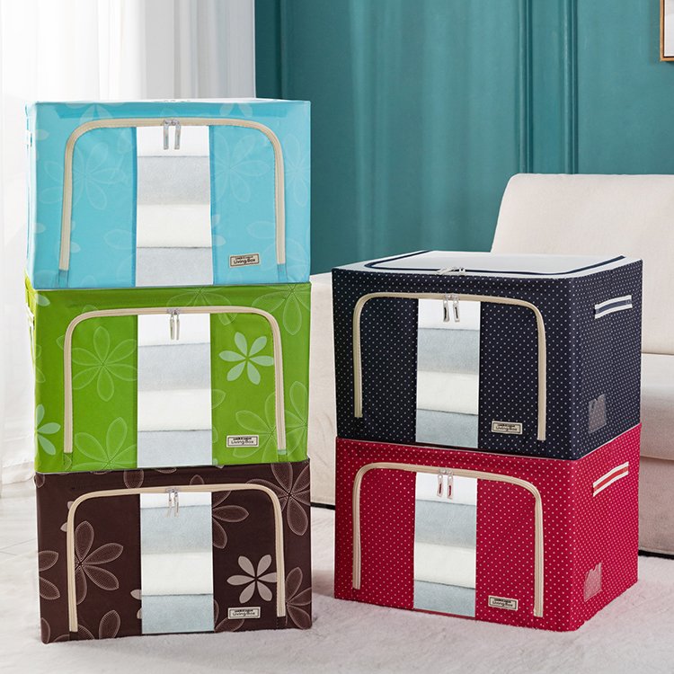 Oxford Cloth Steel Frame Storage Box Clothes Folding Clothing Storage Box steel frame folding storage box