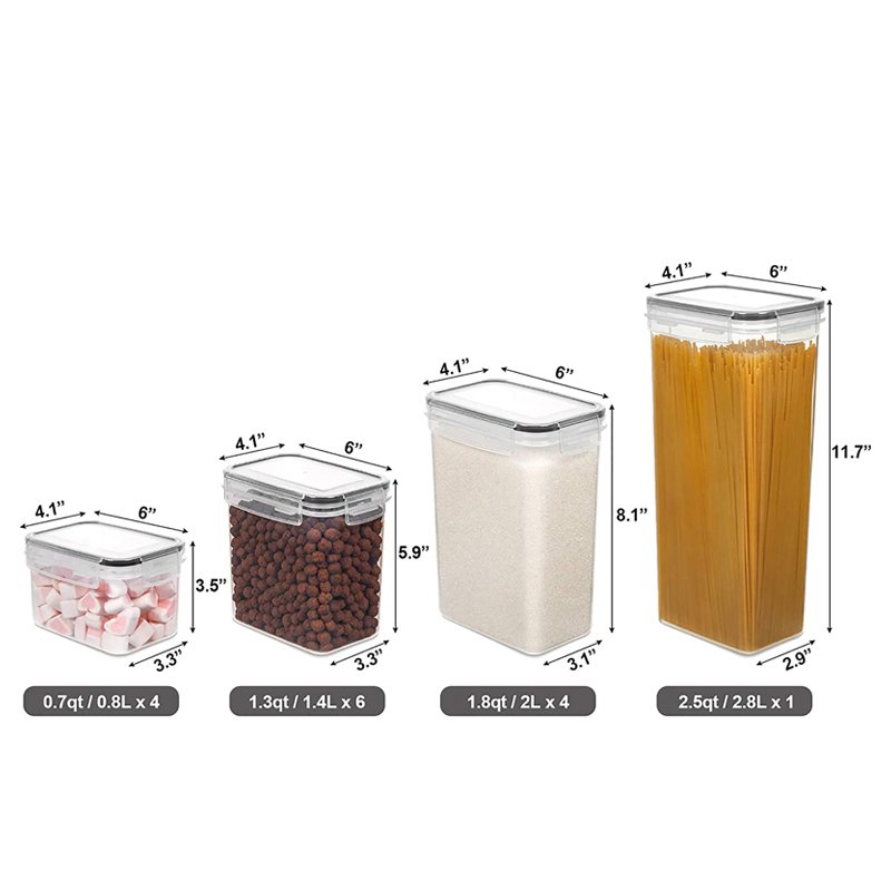 15Pcs Clear Plastic food storage Container Set Airtight Plastic Container Box For Pantry & kitchen Organizer