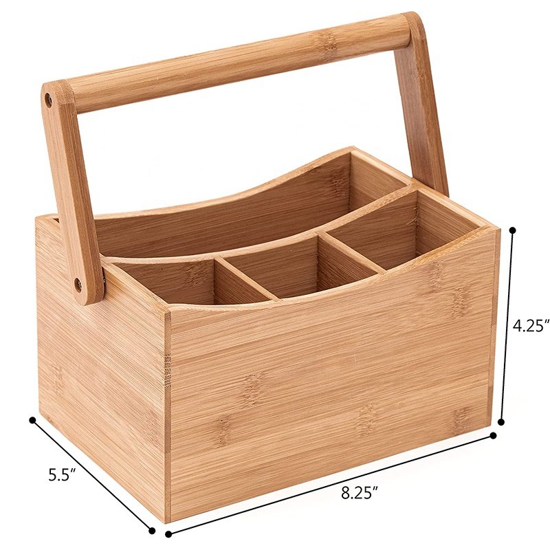 Wood Bamboo Utensil Holder for Kitchen Counter Food Container Foldable Wooden Storage Box Wooden Organizer American Style