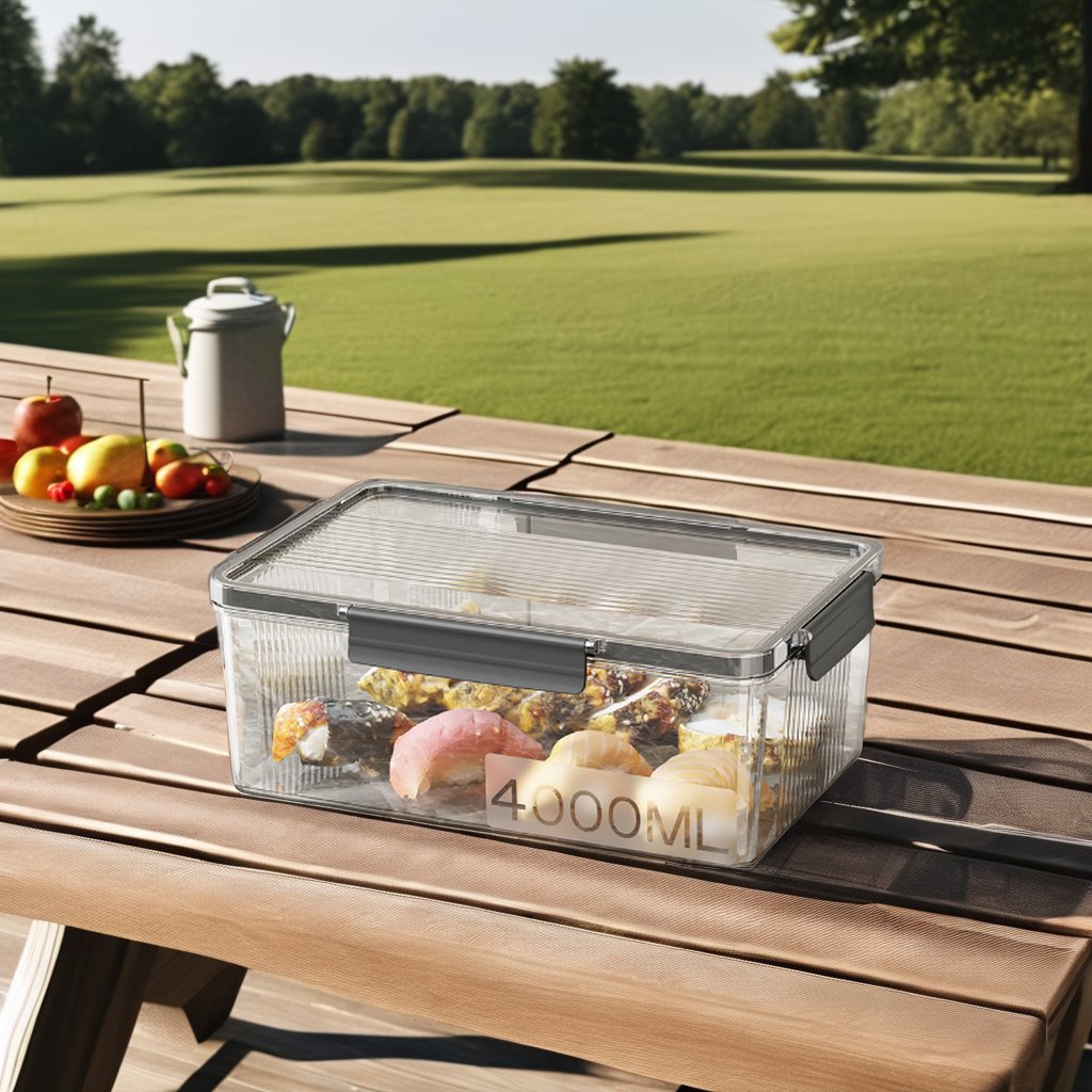 Food Grade Sealed Box Food Crisper Large Capacity PET Plastic for Refrigerator Food Storage and Carry Fruit Vegetable Bread