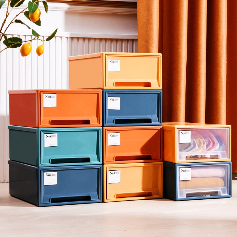 Competitive Price Multifunction Drawer Clothing Organizer Box Durable PP Plastic Colorful Wardrobe Storage Boxes&Bins