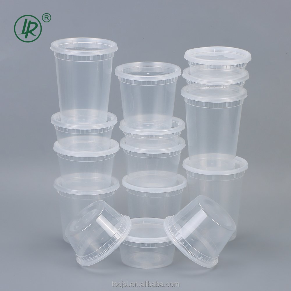 Food Storage Deli Containers with Lids 8oz, 12oz, 16oz, 24oz, 32oz Freezer Clear Deli Cups, BPA-Free Leakproof Round Meal Prep
