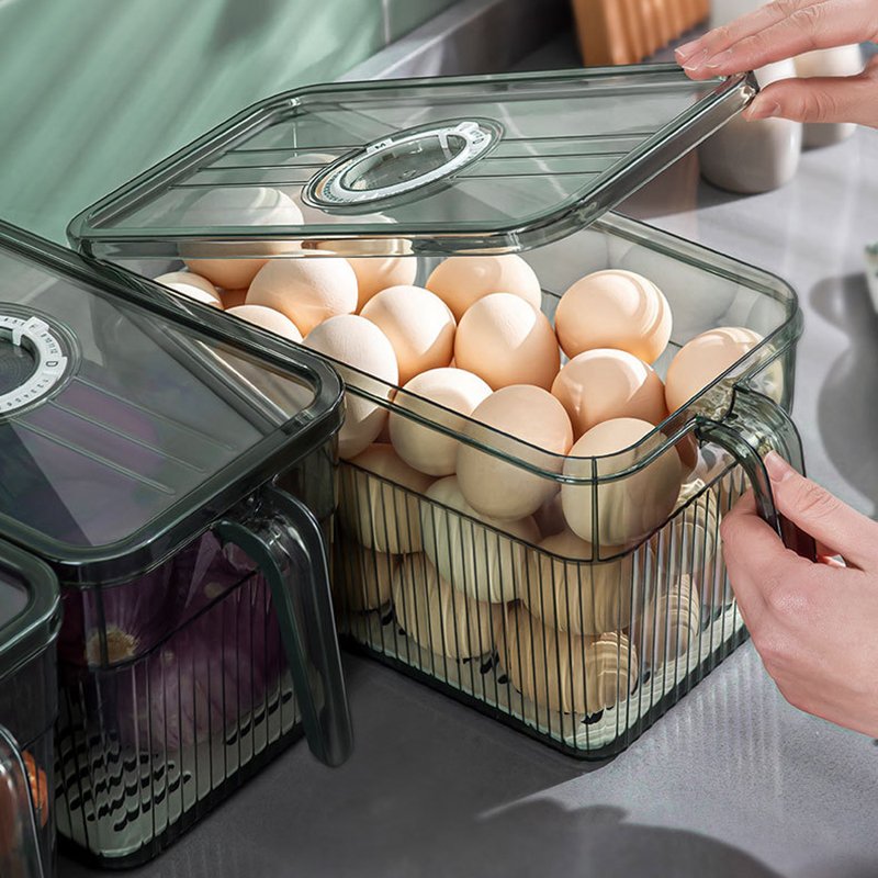 Kitchen Storage Containers with Time Recorder Lid Fridge Organizers Keep Fresh Food and Fruit Refrigerator Freezer Storage Boxes