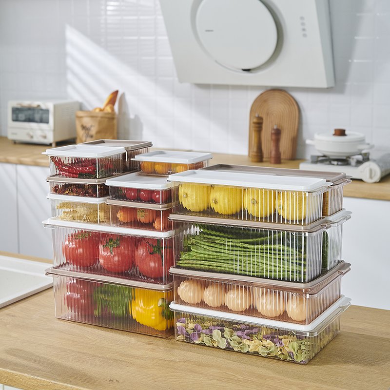 Factory wholesale Transparent White Food Container Multifunctional Storage Box Refrigerator fresh-keeping Box with lid