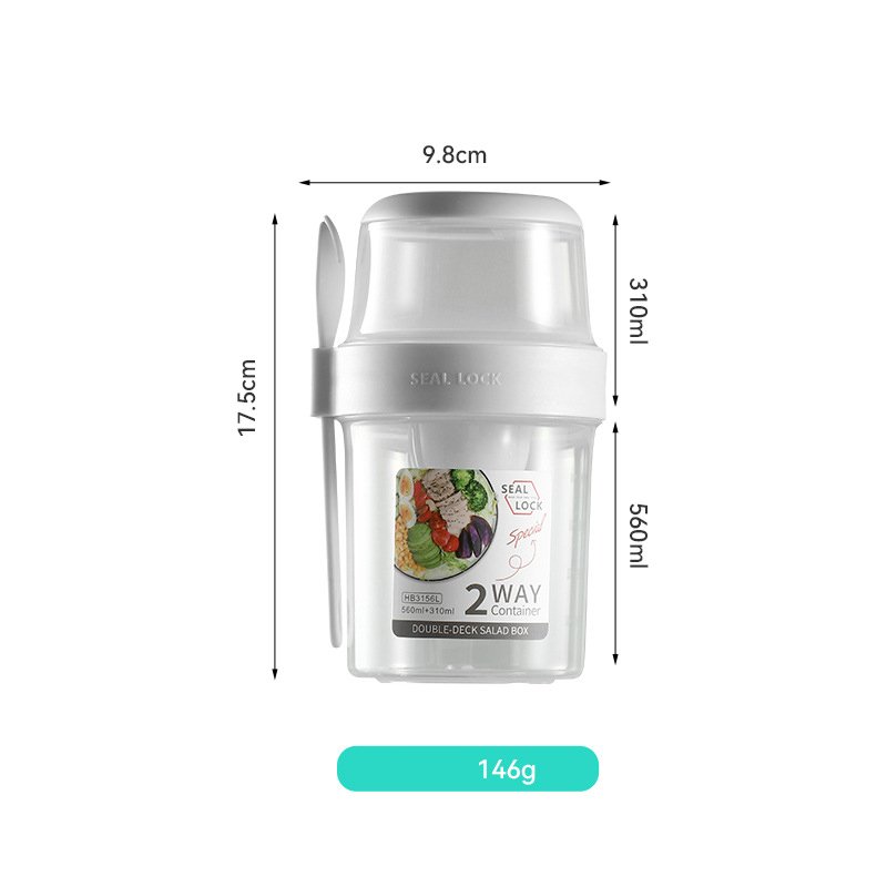DS1546 Double-layered Jar Cereal And Milk Container Food Storage Box Fresh-keeping Food Container Salad Yogurt Box Container