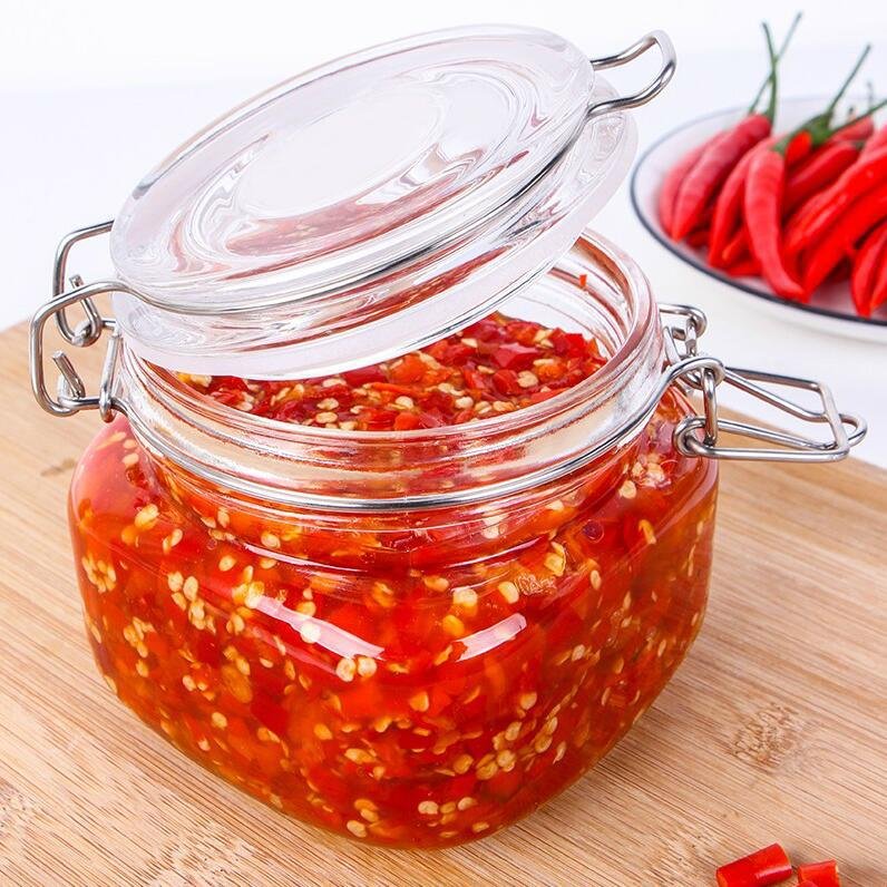 Eco-friendly 16oz Glass Airtight Kitchen Packaging Storage Apothecary Jar For Spice Seasoning Food