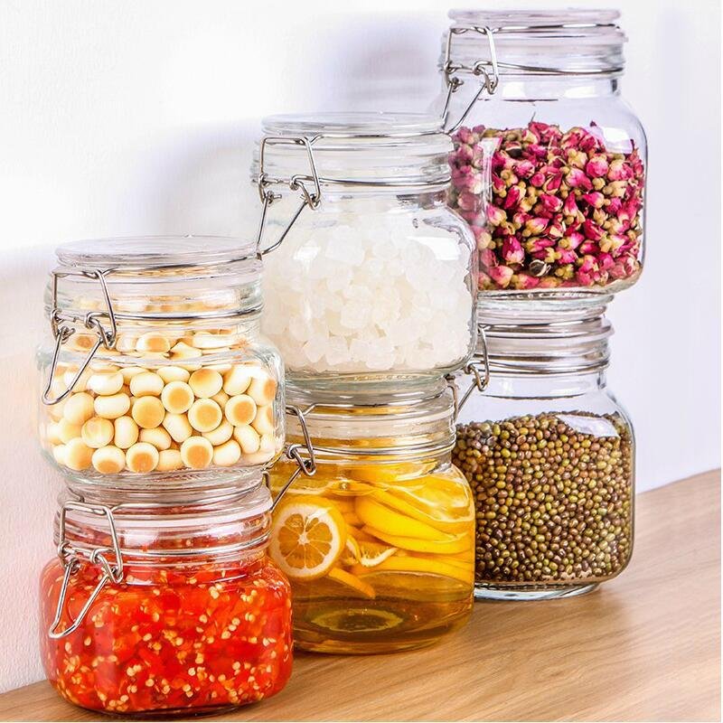 Eco-friendly 16oz Glass Airtight Kitchen Packaging Storage Apothecary Jar For Spice Seasoning Food