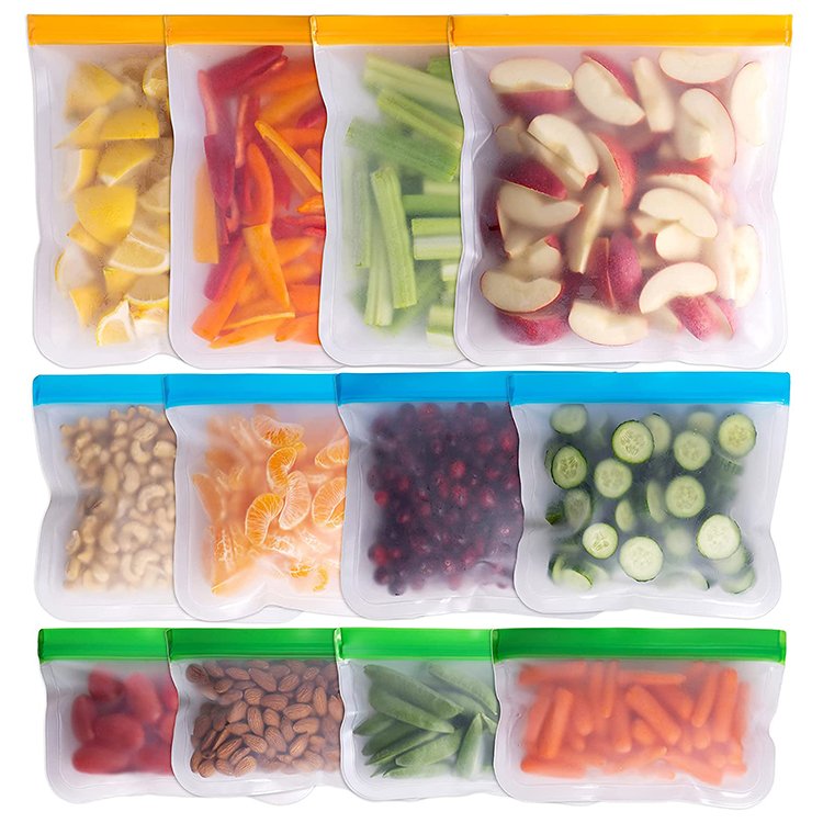 Reusable Silicone Food Storage Bags BPA Free Flat Freezer Bag Leakproof Food Grade for Sandwich Kids Snack Meat Fruit Veggies