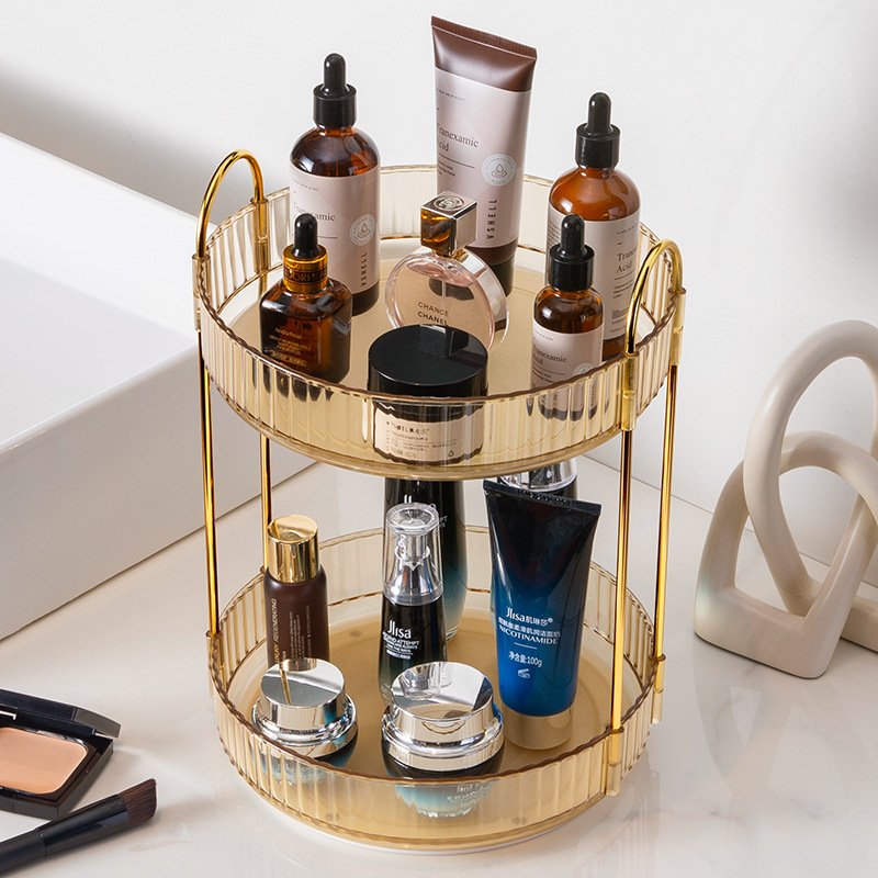 clear plastic cosmetic storage 360 degree rotating make up organizer with 3 layers large capacity
