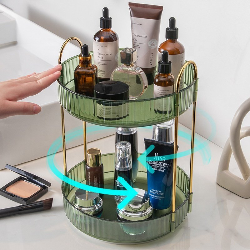 clear plastic cosmetic storage 360 degree rotating make up organizer with 3 layers large capacity
