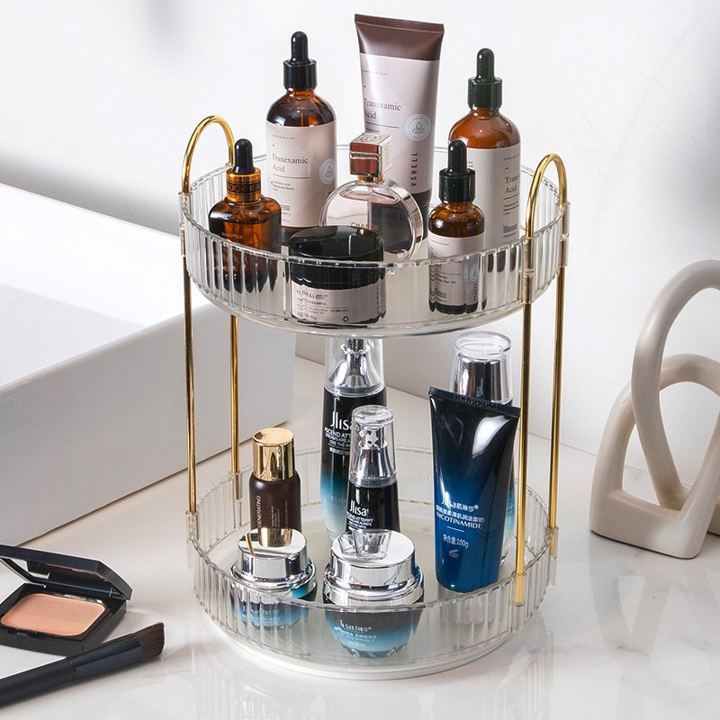 clear plastic cosmetic storage 360 degree rotating make up organizer with 3 layers large capacity