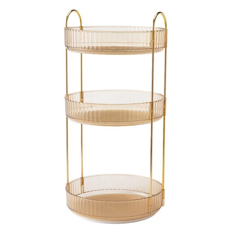 clear plastic cosmetic storage 360 degree rotating make up organizer with 3 layers large capacity