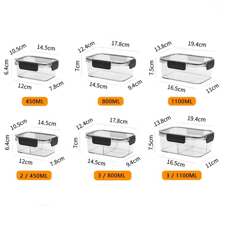 Gloway 1~3 Compartment BPA-Free Leakproof Stackable Durable Food Lunch Box Airtight Plastic Kitchen Food Storage Container