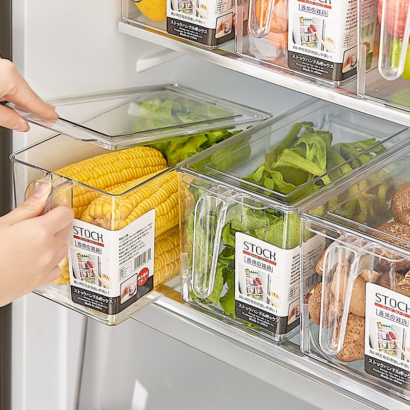 Transparent Storage Boxes for Fruit Vegetables Drinks BPA-Free Plastic Food Containers for Kitchen with lid handle