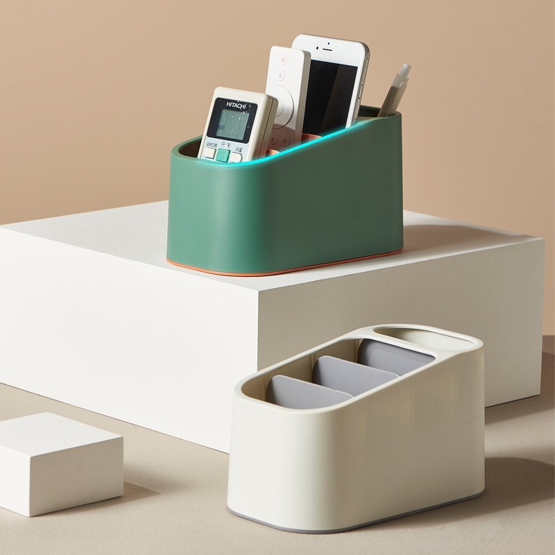 4 Grids Small Desktop Storage Box TV Remote Control and Makeup Brush Sundries Organizer Finishing Container