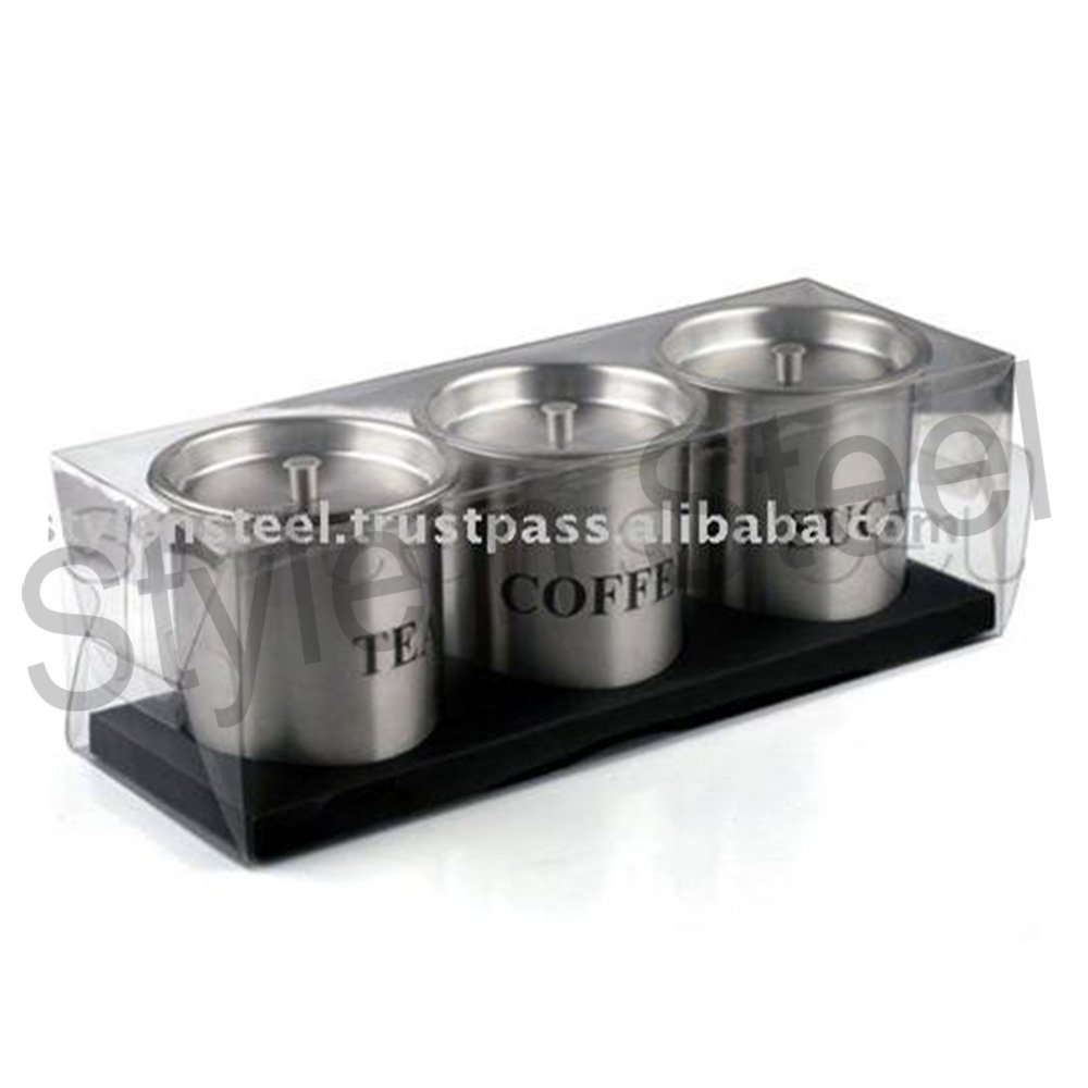 Stainless Steel Metal Storage Box canister bin Canister Storage box 3 pcs Set Stainless Steel Air-tight Kitchen