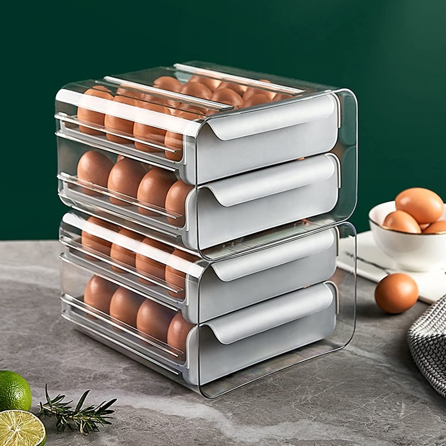 XJH Egg Storage Container Organizer Bin Egg Fresh Storage Box Refrigerator Egg Container PET Multifunction Square Plastics Boxes