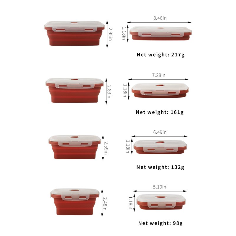 Eco Friendly Silicone Portable Leakproof Bento Microwave Food Storage Lunch Boxes