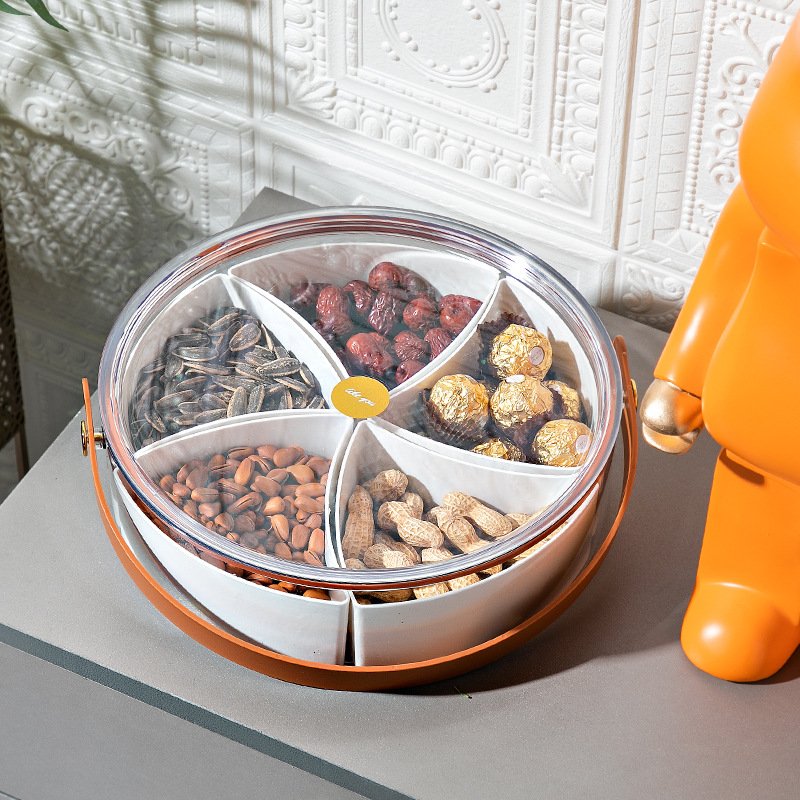 BPA Free Plastic Veggie Tray Divided Serving Tray with Lid and handle Food Storage Container Box For fruit snack candy