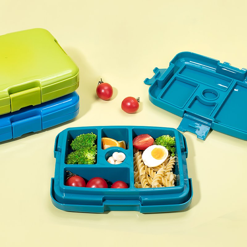 New Arrival Plastic School Lunch Box Kids Reusable Leakproof 4 Compartments Food Storage Container Bento Box
