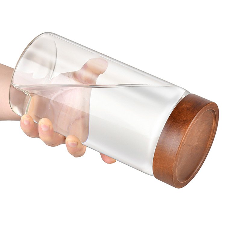 Wholesale 250ml Airtight Canister Bottle With Acacia Lid Coffee Glass Jar Container Wood Food Storage For Kitchen Spice