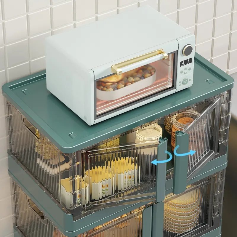 HAIXIN Plastic Container Sorting Double Door Folding Storage Box Stacked Clothing Storage Box