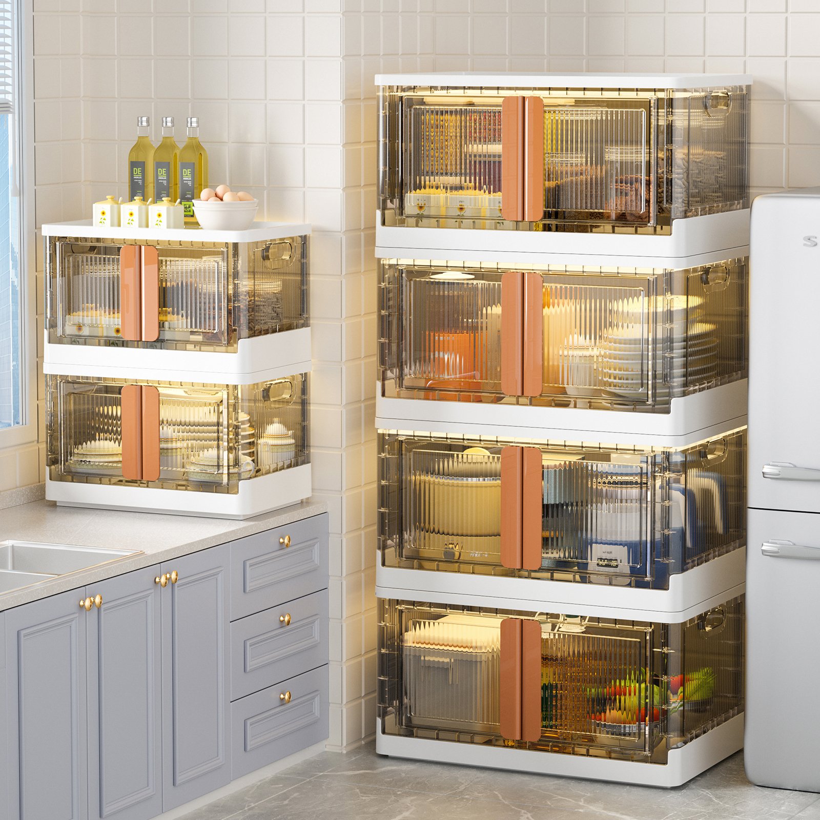 HAIXIN Plastic Container Sorting Double Door Folding Storage Box Stacked Clothing Storage Box