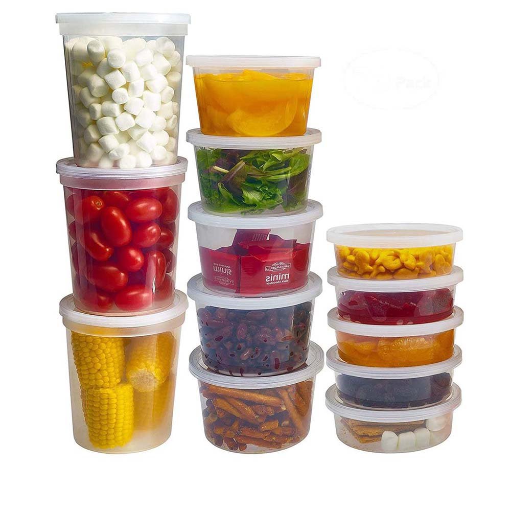 16 oz Plastic Deli Food Storage Containers with Airtight Lids Takeaway Hot Soup Container
