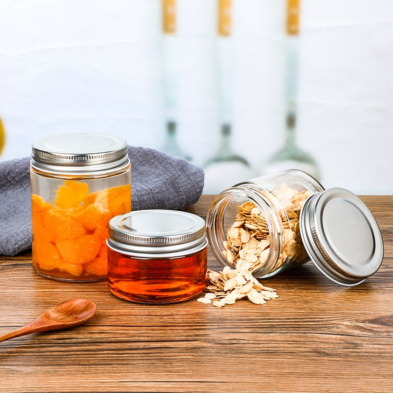 Custom 8 Oz 16 Oz 32 Oz Empty Clear Wide Mouth Canning Food Storage Glass Mason Jar With Lids For Canning