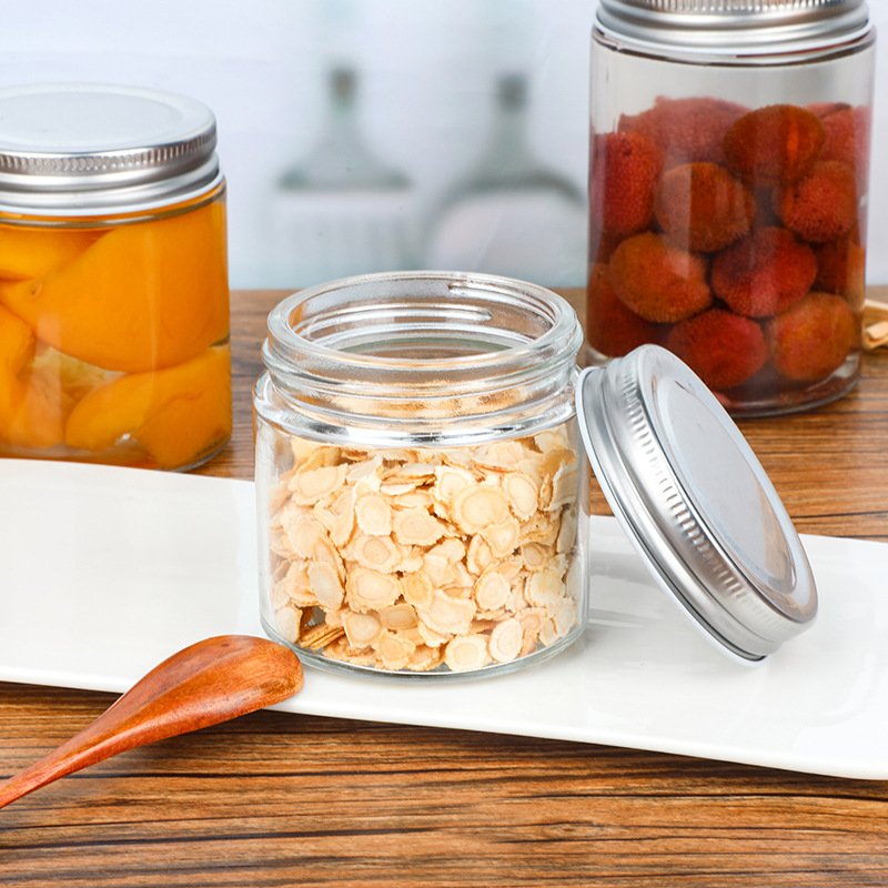 Custom 8 Oz 16 Oz 32 Oz Empty Clear Wide Mouth Canning Food Storage Glass Mason Jar With Lids For Canning