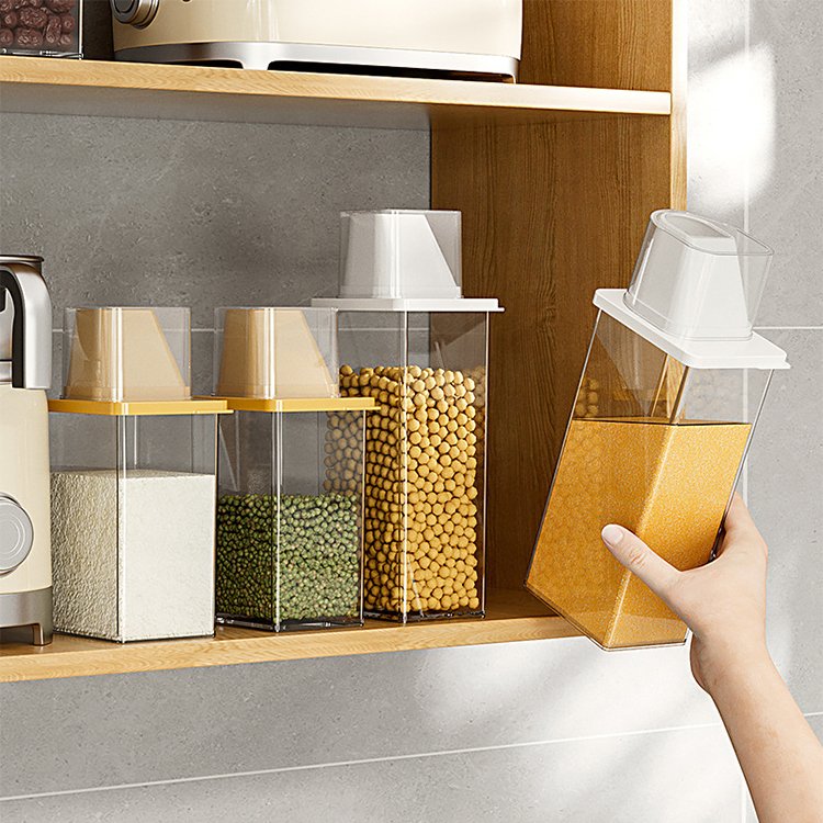 Air Tight Clear Candy Beans Cereal Grain Dry Food Storage Box Kitchen Rice Jar Container with Lids 800ml