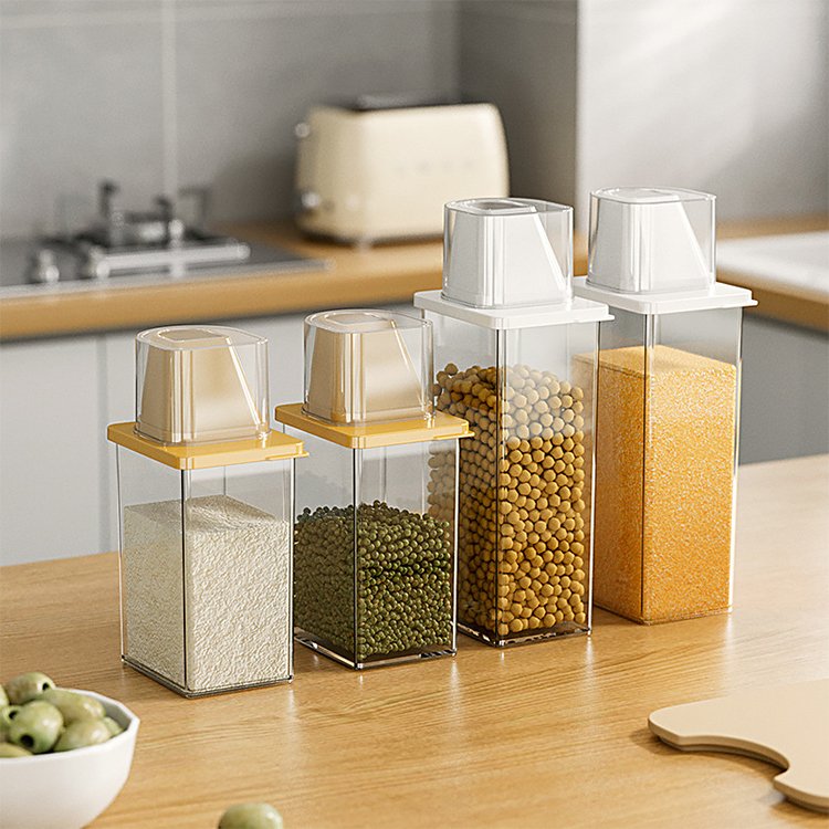 Air Tight Clear Candy Beans Cereal Grain Dry Food Storage Box Kitchen Rice Jar Container with Lids 800ml