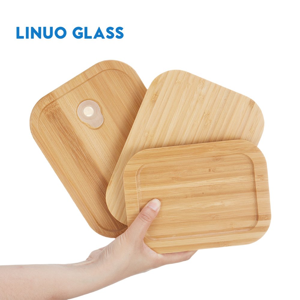 Linuo Bpa Free Square Kitchen Glass And Bamboo Food Storage Containers Bamboo Lid