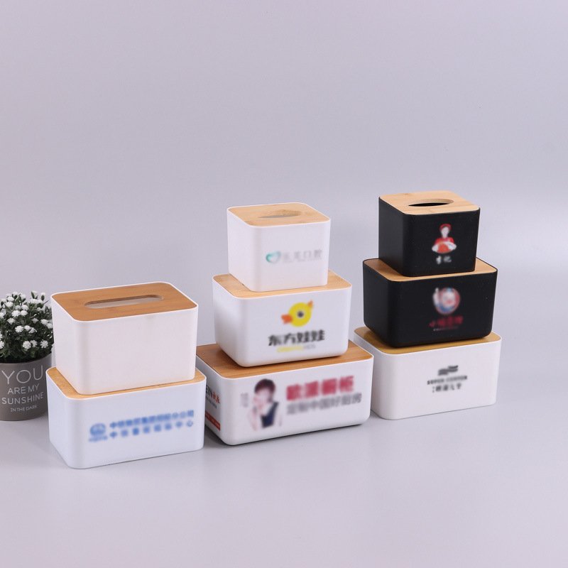 Square Advertising Tissue Box Desktop Storage Paper Drawer Living Room Dining Room Plastic Tissue Box Custom Printable Logo