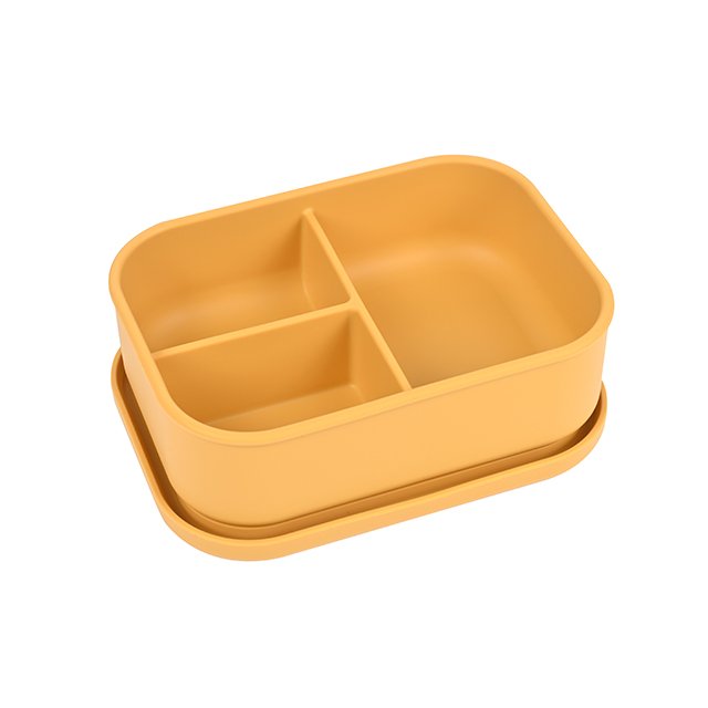 BPA free food grade non toxic 3 compartment silicone bento lunch box meal prep food storage container snack box microwave safe