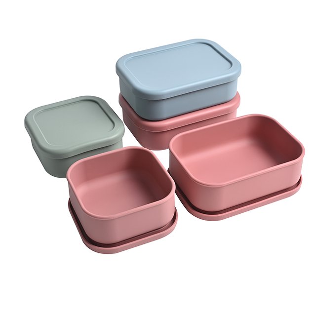 BPA free food grade non toxic 3 compartment silicone bento lunch box meal prep food storage container snack box microwave safe