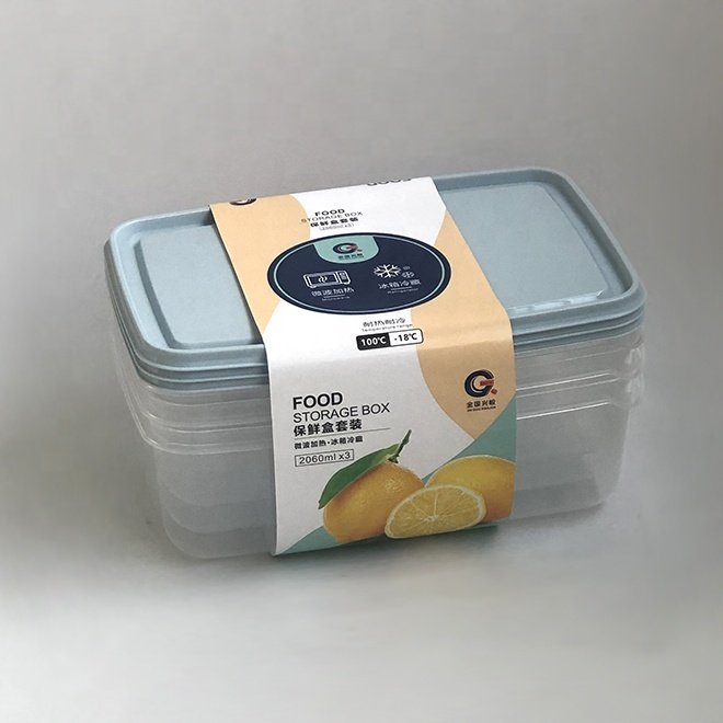 wholesale 3 pcs/set 2000ml plastic food storage container set boxes with lid