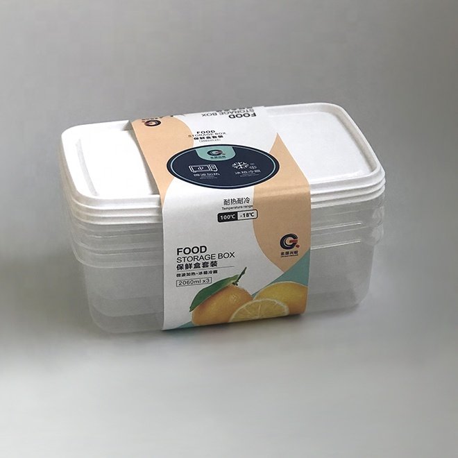 wholesale 3 pcs/set 2000ml plastic food storage container set boxes with lid