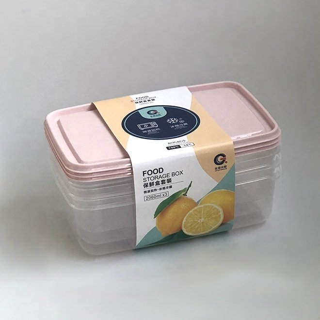 wholesale 3 pcs/set 2000ml plastic food storage container set boxes with lid