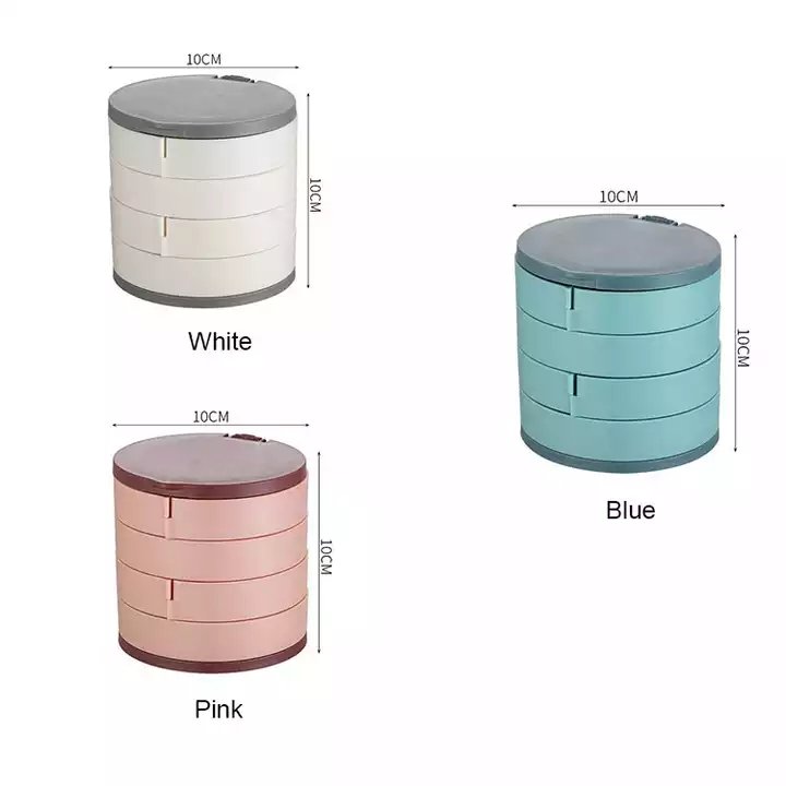 360 Degree Rotating Acrylic Earring Jewelry Storage Packaging Box Four Layers Beauty Container Organizer
