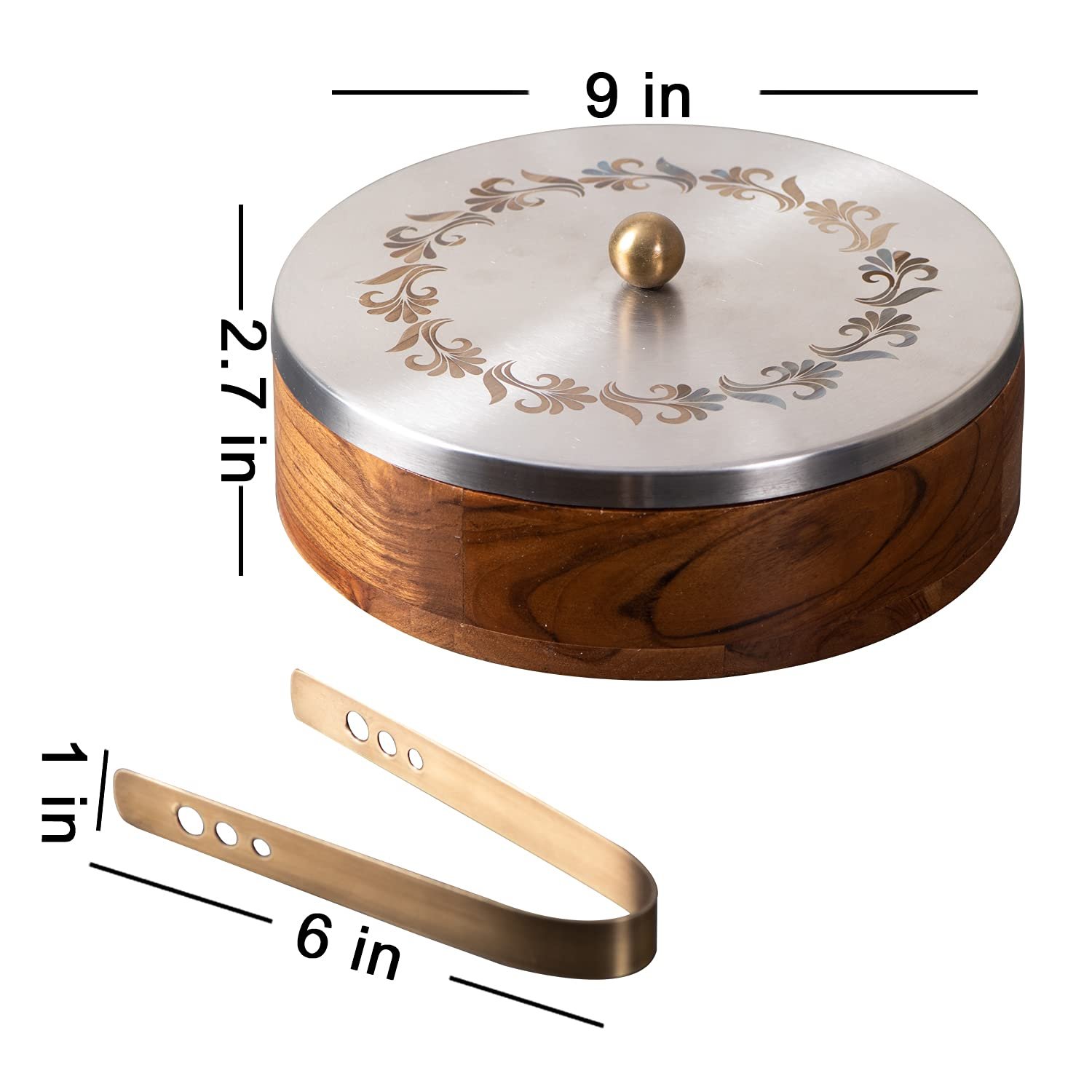 Handmade Wooden Chapati Container With Tong Low Price Table Ware Fancy Chapati Casserole Home & Hotel Use Chapati Storage Box